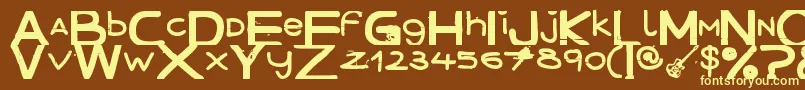 DecemberHandmade-fontti – keltaiset fontit ruskealla taustalla