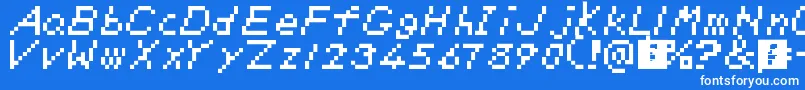 SmbDeluxe-Schriftart – Weiße Schriften auf blauem Hintergrund