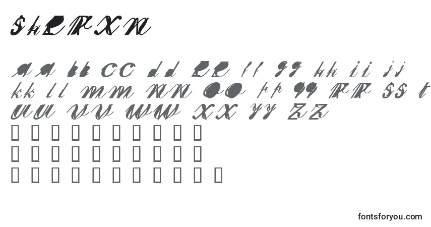 A fonte Sherxn – alfabeto, números, caracteres especiais