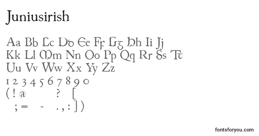 Juniusirish-fontti – aakkoset, numerot, erikoismerkit