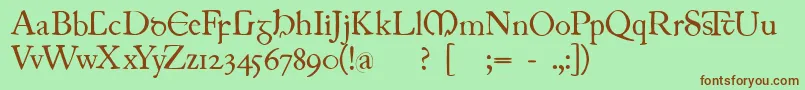 Czcionka Juniusirish – brązowe czcionki na zielonym tle