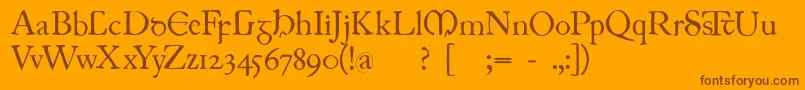 Juniusirish-Schriftart – Braune Schriften auf orangefarbenem Hintergrund