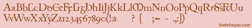 Czcionka Juniusirish – brązowe czcionki na różowym tle