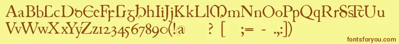 フォントJuniusirish – 茶色の文字が黄色の背景にあります。