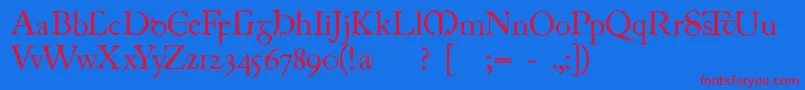 Juniusirish Font – Red Fonts on Blue Background