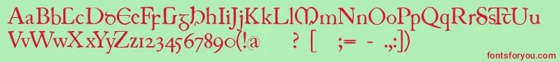 Juniusirish Font – Red Fonts on Green Background