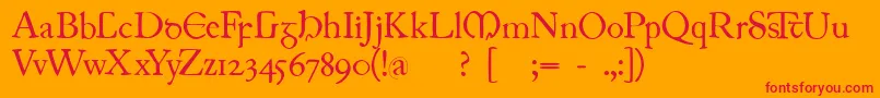 フォントJuniusirish – オレンジの背景に赤い文字