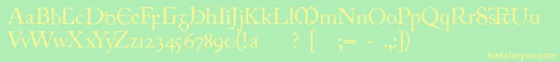 フォントJuniusirish – 黄色の文字が緑の背景にあります