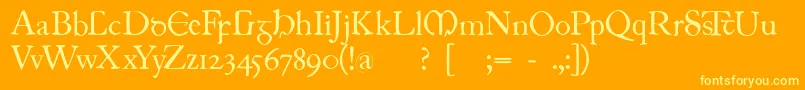 Czcionka Juniusirish – żółte czcionki na pomarańczowym tle