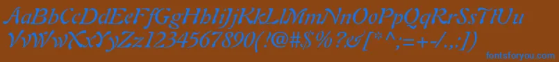 AuriolltstdItalic Font – Blue Fonts on Brown Background