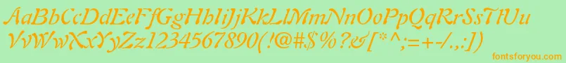 AuriolltstdItalic Font – Orange Fonts on Green Background