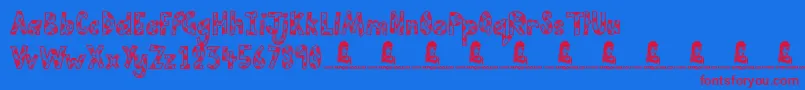 CutiePie Font – Red Fonts on Blue Background