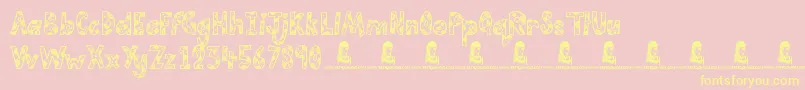 CutiePie-Schriftart – Gelbe Schriften auf rosa Hintergrund