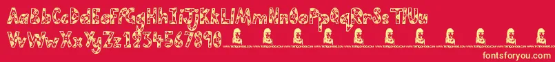 Fonte CutiePie – fontes amarelas em um fundo vermelho