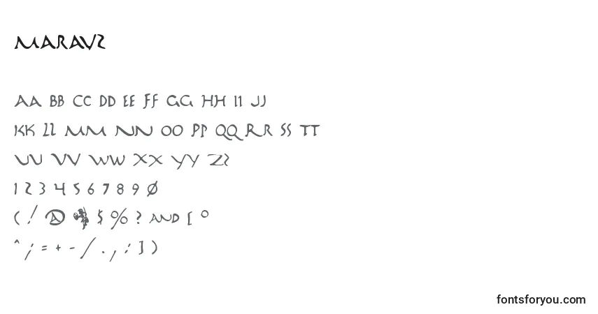 A fonte Marav2 – alfabeto, números, caracteres especiais