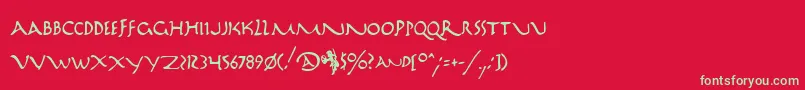 フォントMarav2 – 赤い背景に緑の文字