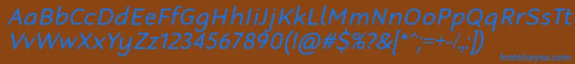 RobagaRoundedRegularItalic Font – Blue Fonts on Brown Background