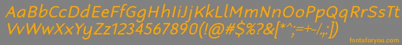 RobagaRoundedRegularItalic-Schriftart – Orangefarbene Schriften auf grauem Hintergrund