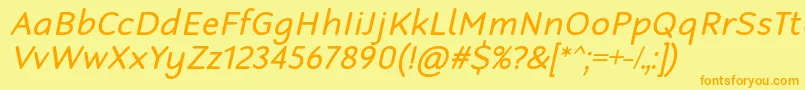 RobagaRoundedRegularItalic Font – Orange Fonts on Yellow Background