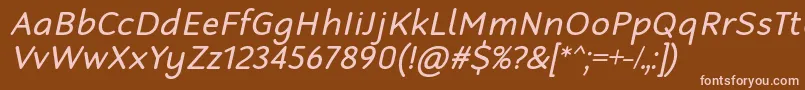 RobagaRoundedRegularItalic Font – Pink Fonts on Brown Background