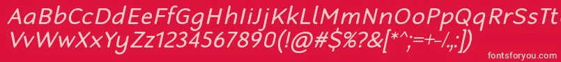 RobagaRoundedRegularItalic-Schriftart – Rosa Schriften auf rotem Hintergrund