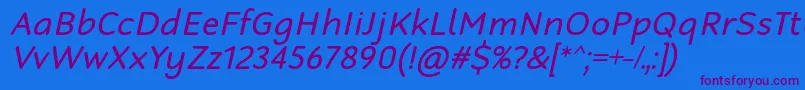 RobagaRoundedRegularItalic Font – Purple Fonts on Blue Background