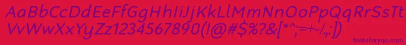 RobagaRoundedRegularItalic Font – Purple Fonts on Red Background
