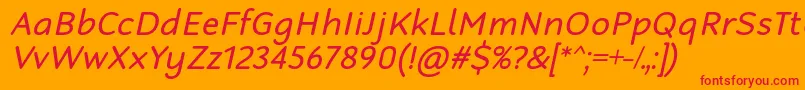 フォントRobagaRoundedRegularItalic – オレンジの背景に赤い文字
