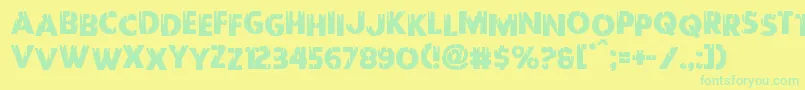 Czcionka Redundeadstaggered – zielone czcionki na żółtym tle