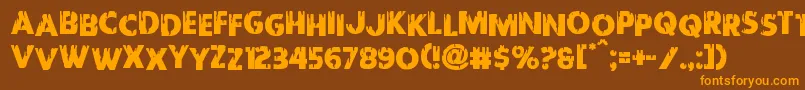 Weitere Informationen zur Redundeadstaggered-Schriftart Redundeadstaggered-Schriftart – Orangefarbene Schriften auf braunem Hintergrund