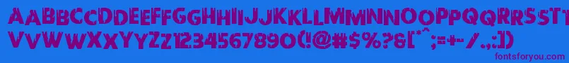 Redundeadstaggered Font – Purple Fonts on Blue Background