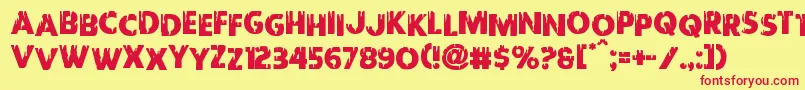 Redundeadstaggered Font – Red Fonts on Yellow Background