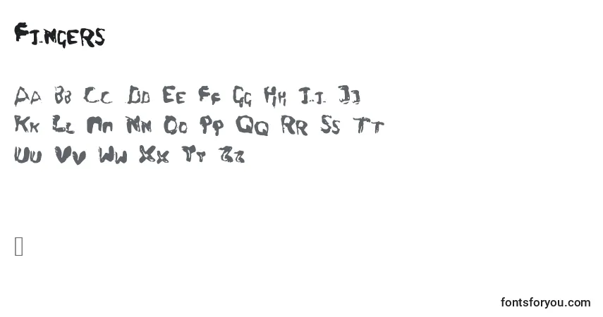 A fonte Fingers – alfabeto, números, caracteres especiais