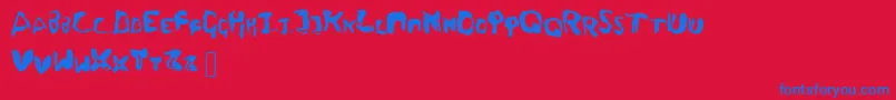 Fingers Font – Blue Fonts on Red Background