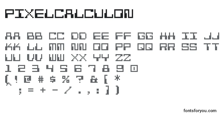 Schriftart PixelCalculon – Alphabet, Zahlen, spezielle Symbole