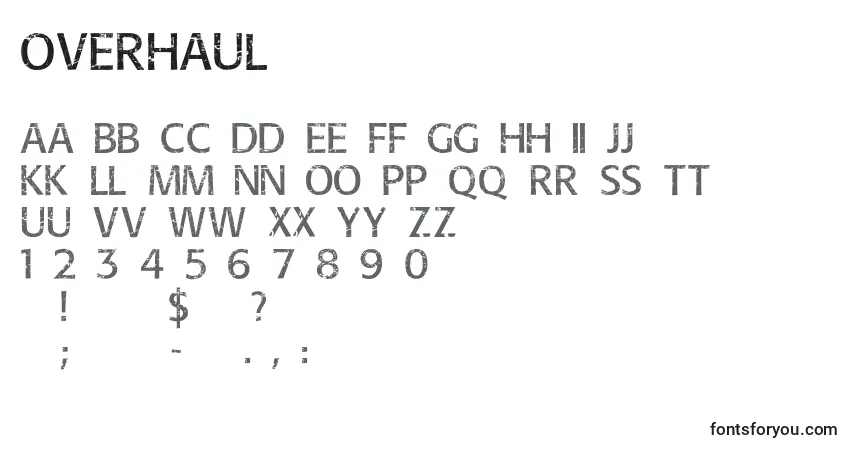 Шрифт Overhaul (98037) – алфавит, цифры, специальные символы