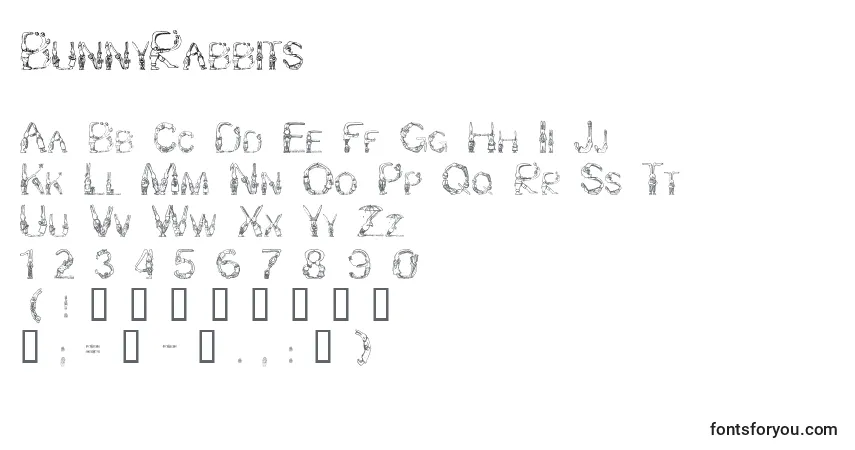 Czcionka BunnyRabbits – alfabet, cyfry, specjalne znaki