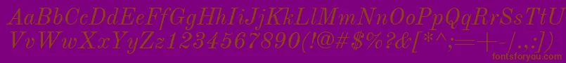 OldStandardTtРљСѓСЂСЃРёРІ-Schriftart – Braune Schriften auf violettem Hintergrund