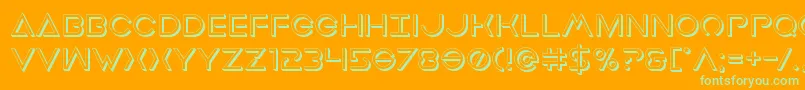 Earthorbiterdeep3D-Schriftart – Grüne Schriften auf orangefarbenem Hintergrund