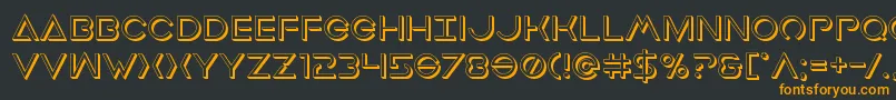 Earthorbiterdeep3D-Schriftart – Orangefarbene Schriften auf schwarzem Hintergrund