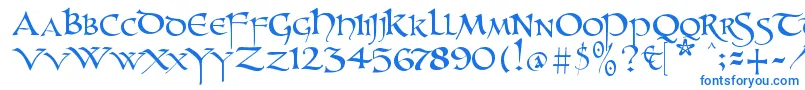 Unzialish Font – Blue Fonts on White Background