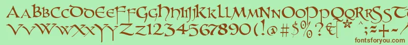 Unzialish Font – Brown Fonts on Green Background