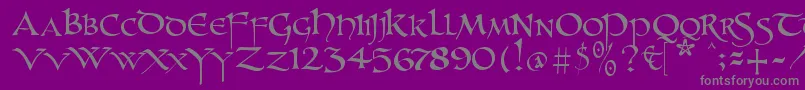 Unzialish Font – Gray Fonts on Purple Background