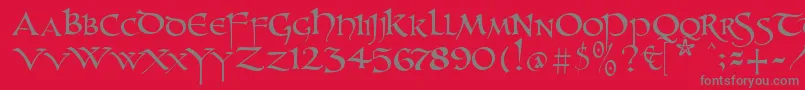 Unzialish Font – Gray Fonts on Red Background