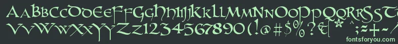 Unzialish Font – Green Fonts on Black Background