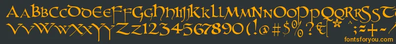 Unzialish Font – Orange Fonts on Black Background