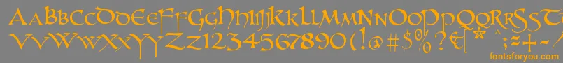 Unzialish Font – Orange Fonts on Gray Background