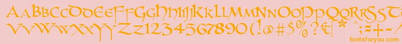 Unzialish Font – Orange Fonts on Pink Background