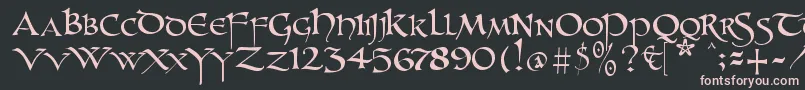 Unzialish Font – Pink Fonts on Black Background