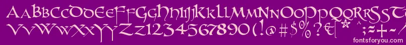 Unzialish-fontti – vaaleanpunaiset fontit violetilla taustalla